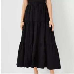 Ann Taylor black gauze tiered midi skirt size medium
